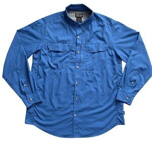 Gravel Gear Shirt Mens Large Blue Performance Outdoor Fishing Vented Pockets